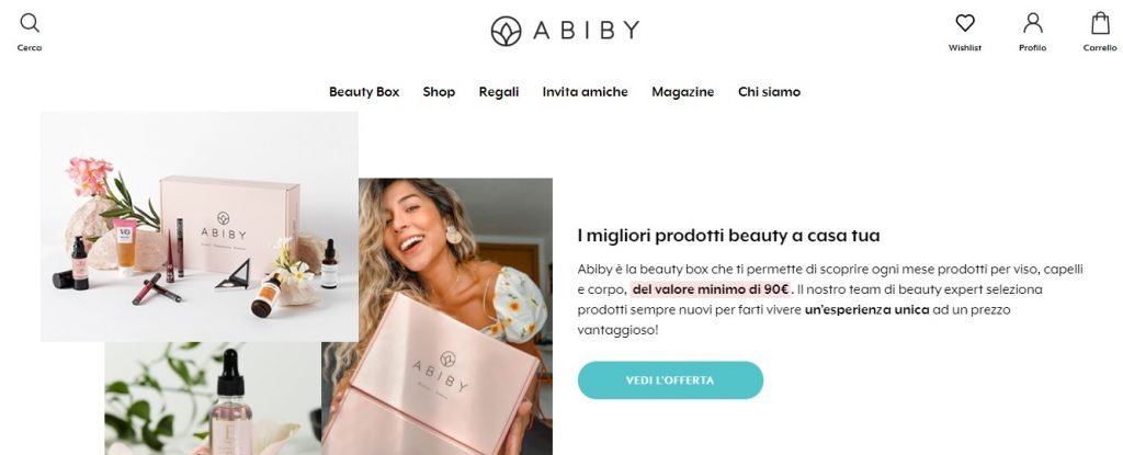 esempio abbonamento beauty box Abiby subscription model