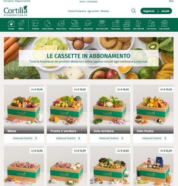 abbonamento cassette di frutta e verdura Cortilia