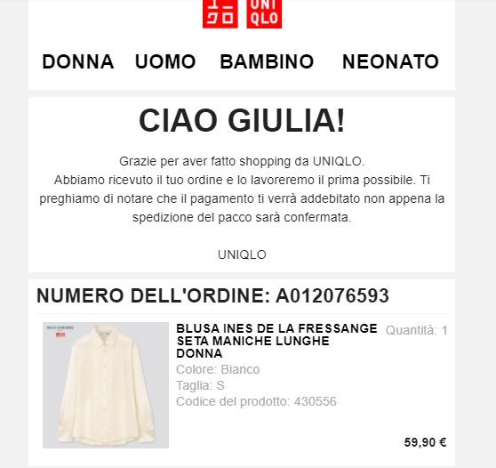 conferma-ordine-uniqlo