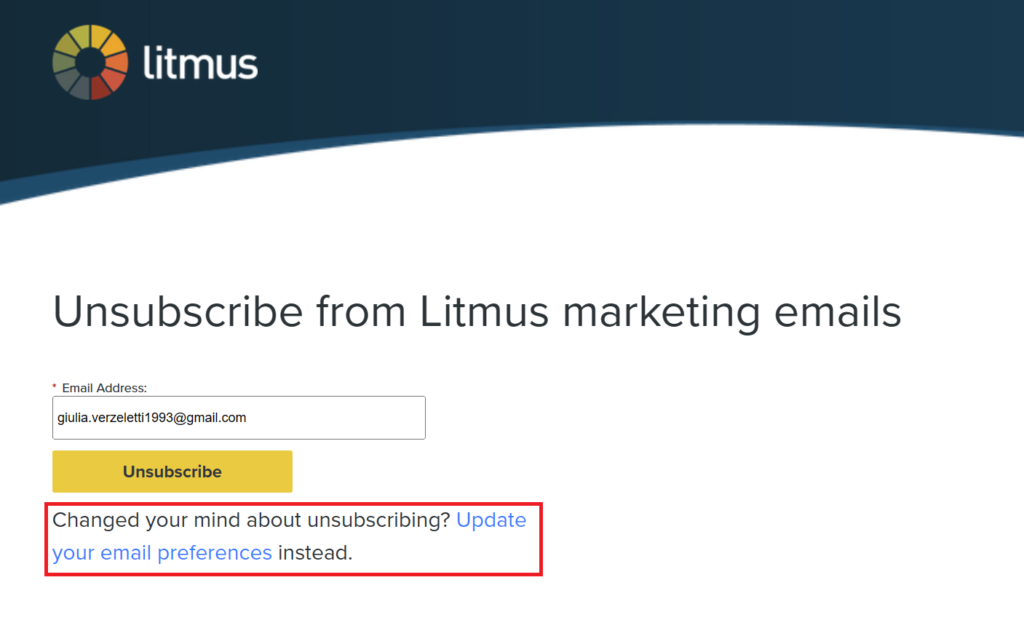 litmus-disiscrizione-newsletter-aggiorna-preferenze-esempio
