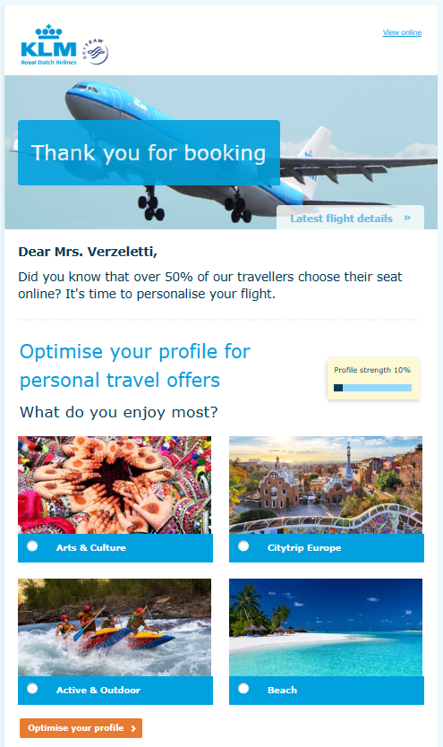 email-conferma-prenotazione-esempio-klm-profilazione-progressiva