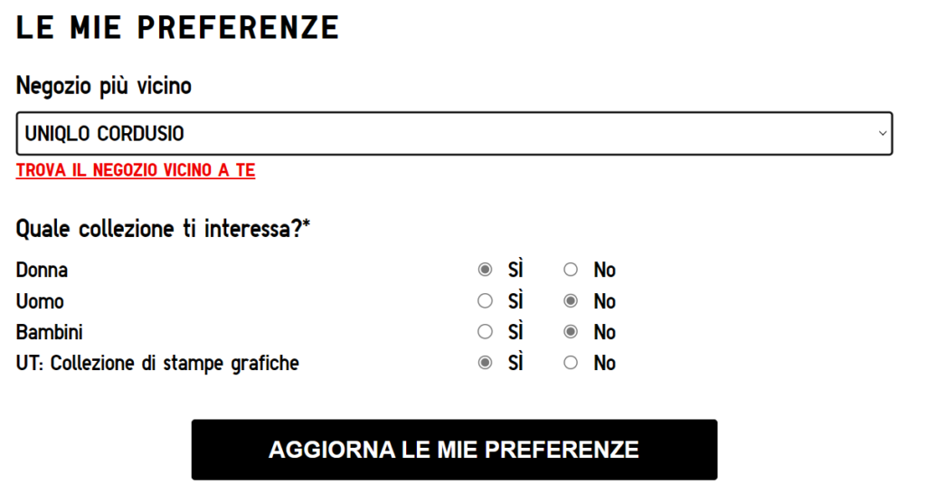 uniqlo-preference-center-esempio-disiscrizione